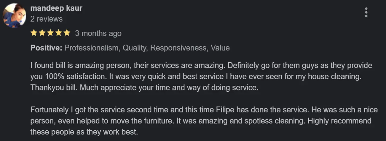 Cleaning Customer Review 6 Auckland